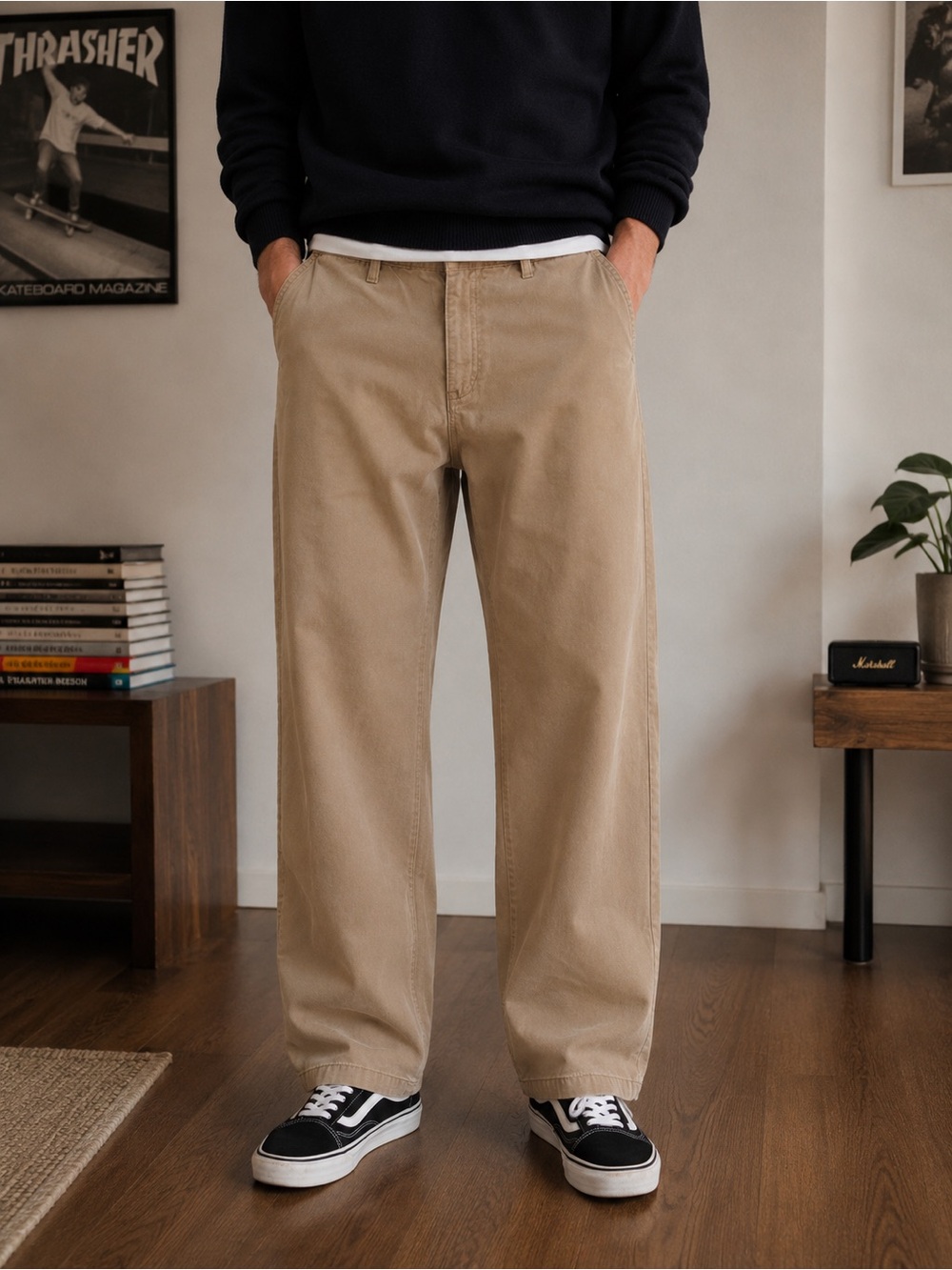 Sonoma Wide-Leg Khaki Chino Pants